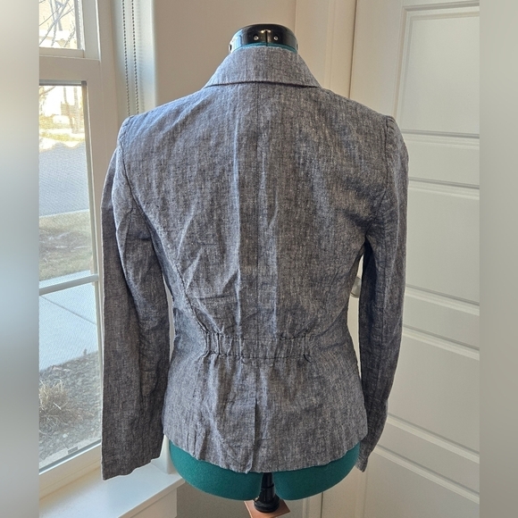 CARTONNIER ANTHROPOLOGIE CHAMBRAY LINEN BLEND 2 BUTTON BLAZER JACKET WOMEN 4 - Picture 4 of 12